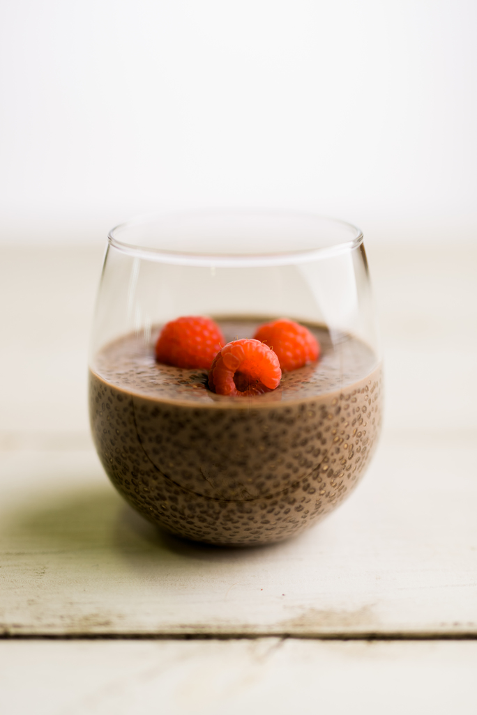 chocolate chia pudding in cup