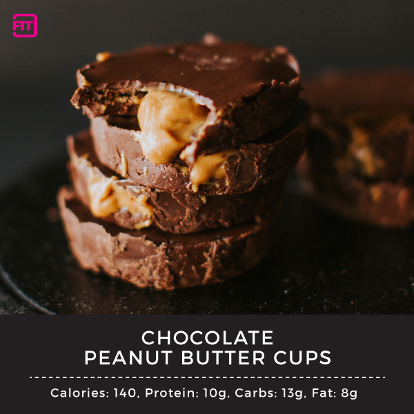 chocolate peanut butter cups with ideallean protein bars