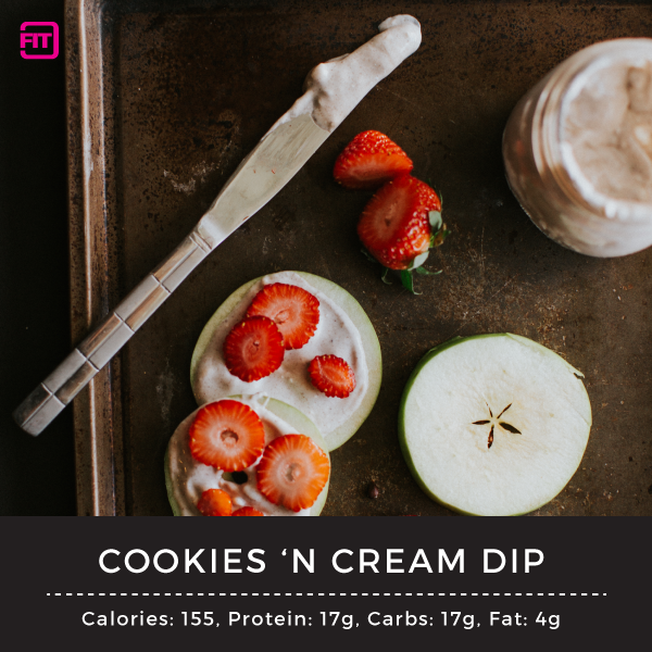cookies 'n cream dip with ideallean protein bars
