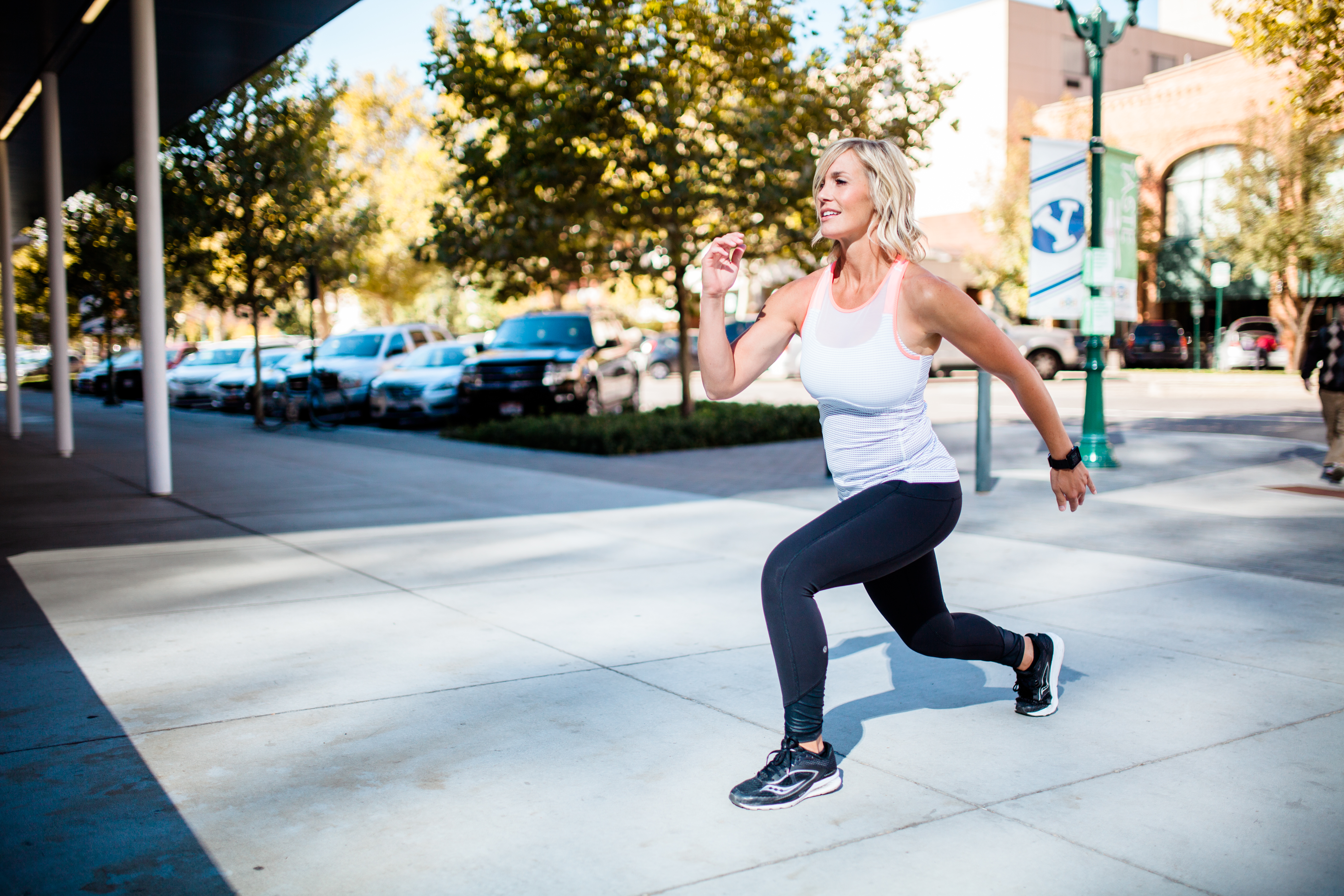 Coach Kristi doing high intensity interval training