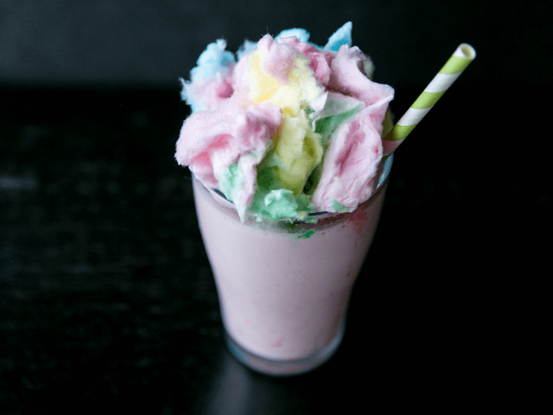 A healthy high-protein cotton candy shake