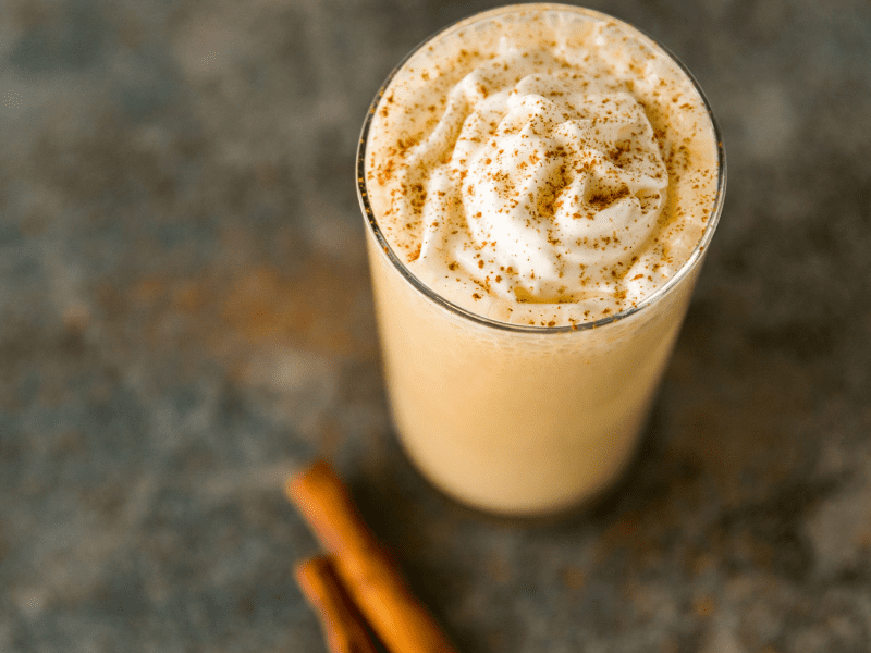 a high-protein chai eggnog latte
