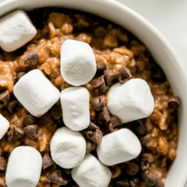 Some hot chocolate oatmeal with marshmallows 