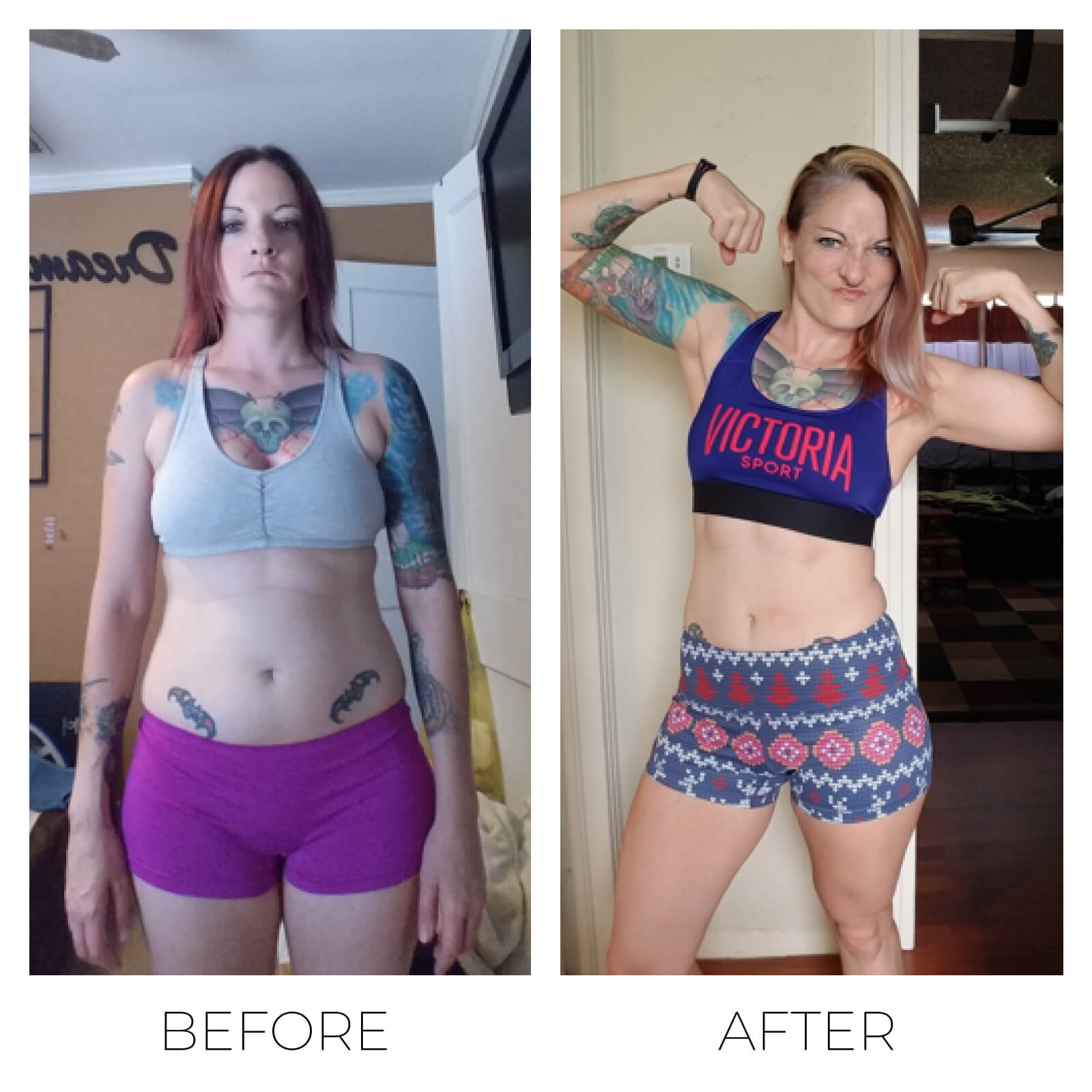 A woman's before and after fitness transformation