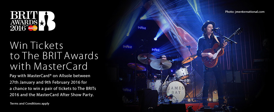 Win two tickets to The BRIT Awards with MasterCard Terms and Conditions