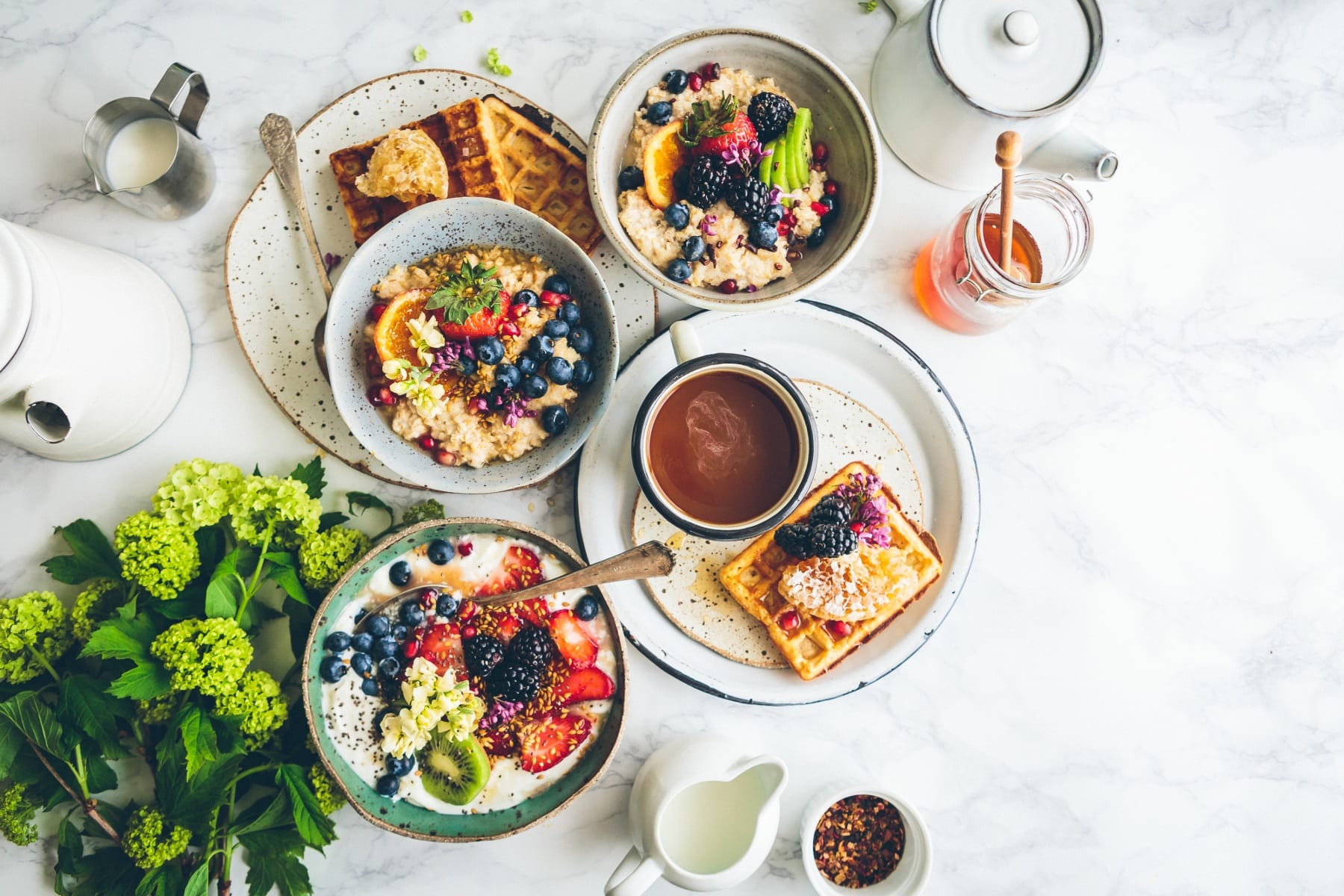 table of vegan breakfast food