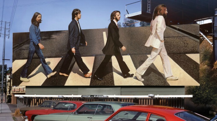 Rock 'n' Roll Billboards of LA's Sunset Strip: A billboard of The Beatles' 'Abbey Road' album cover.