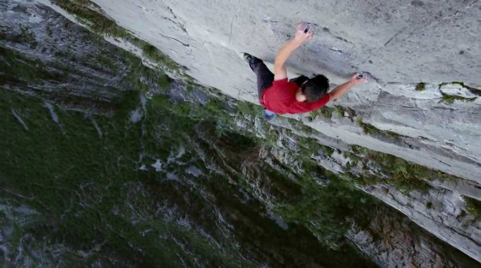 Alex Honnold free climbing.