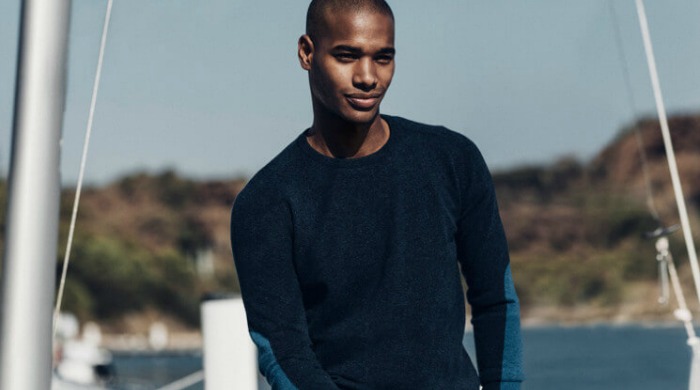 A male model wearing Orlebar Brown clothing.