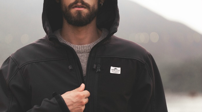 A male model wearing a Penfield hoody.