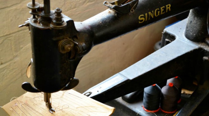 An old Signer sewing machine at the Tricker's factory.