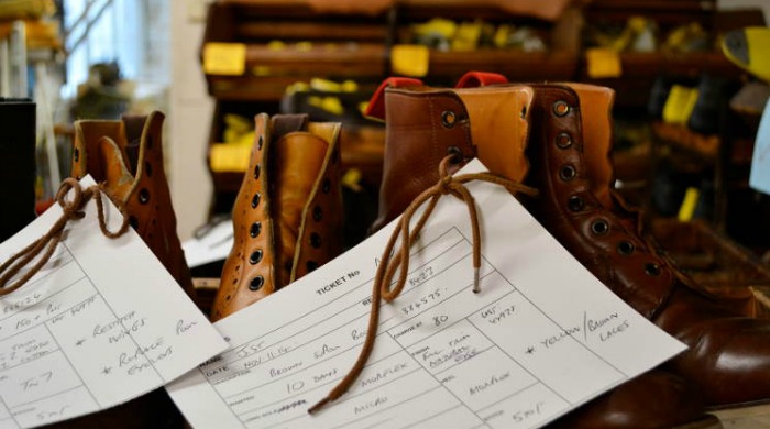 Boots being made at the Tricker's factory.