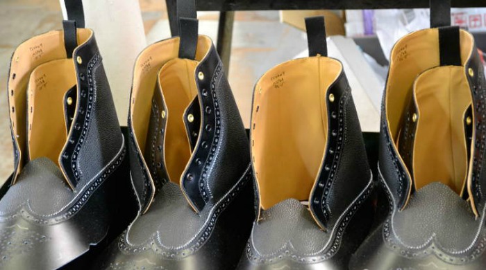 Boots being made at the Tricker's factory.