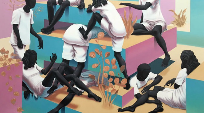 A painting of anonymous figures by Alex Gardner.