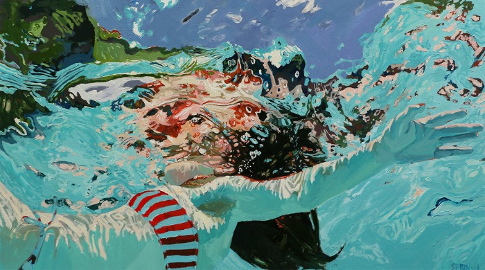 An underwater painting of a woman by Samantha French.