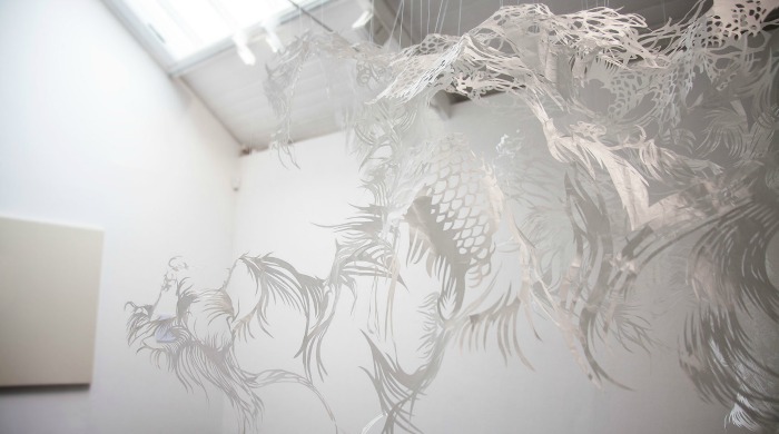 The 'Byaku' paper sculpture by Nahoko Kojima .