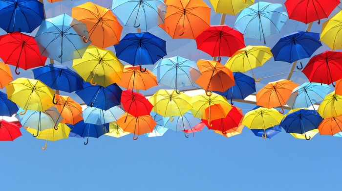 The umbrella installation designed by Studio Ivotavares.