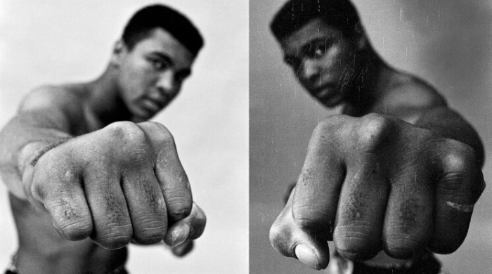 'Ali left & right Fist' showing Muhammad Ali by Thomas Hoepker.