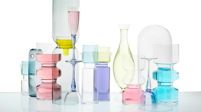 A collection of colourful glassware by Ilona Habben.