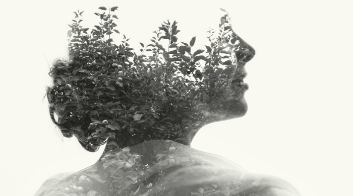 A woman's face that merges into leaves by Christoffer Relander.