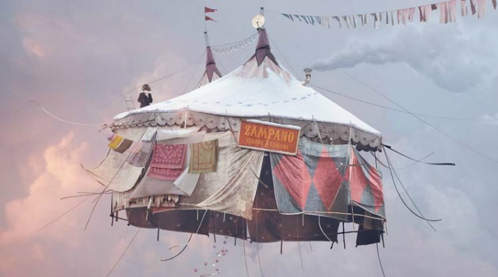 A big top circus tent in the sky from 'Flying Houses' by Laurent Chehere.
