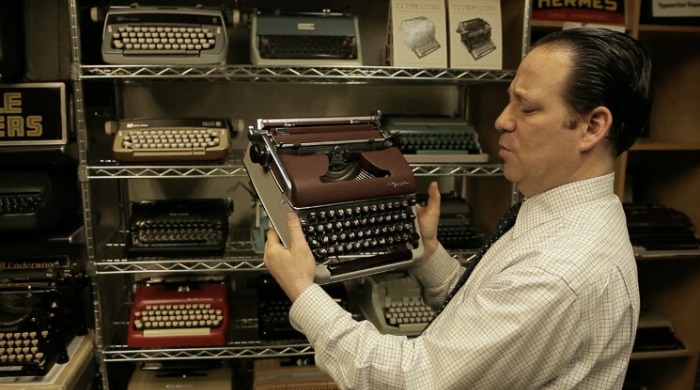 Justin Schweitzer working at the Gramercy Typewriter Company family business.