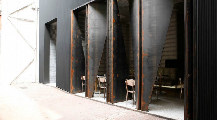 A view of the dining area from the outside at the Tuve Hotel, Hong Kong.