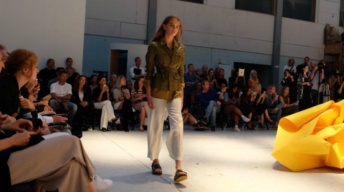 Model on the runway for Ganni SS16.