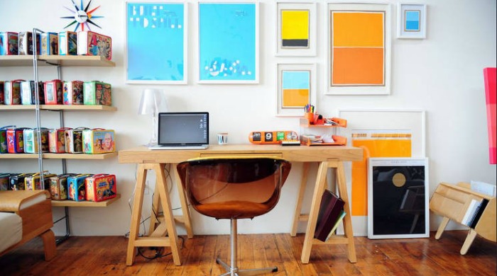 A colourful home office by Dee Adams.