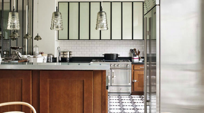 The kitchen of an eclectic Parisian apartment.