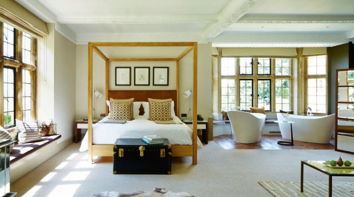 A bedroom in Foxhill Manor, Cotswolds.