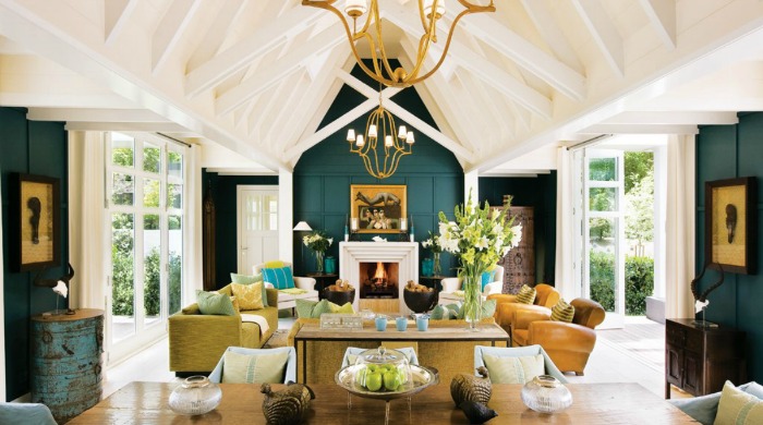 A lounge area inside Huka Lodge, New Zealand.