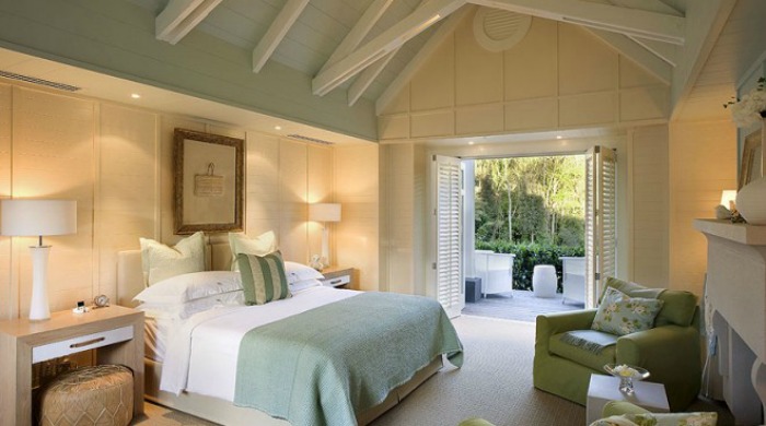 A bedroom in Huka Lodge, New Zealand.