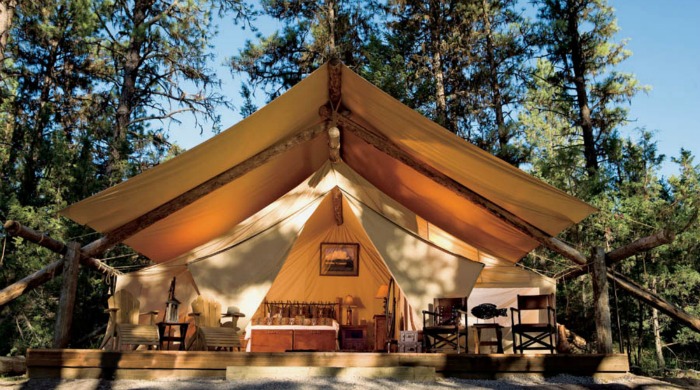 A large tent at Paws Up, Montana.