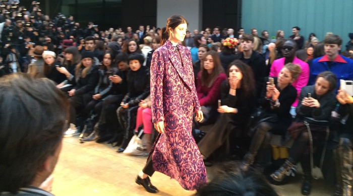 A model in the London Fashion Week Paul Smith AW14 show.
