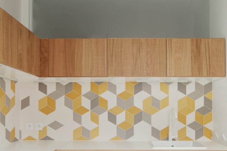 paris apartment geometric kitchen